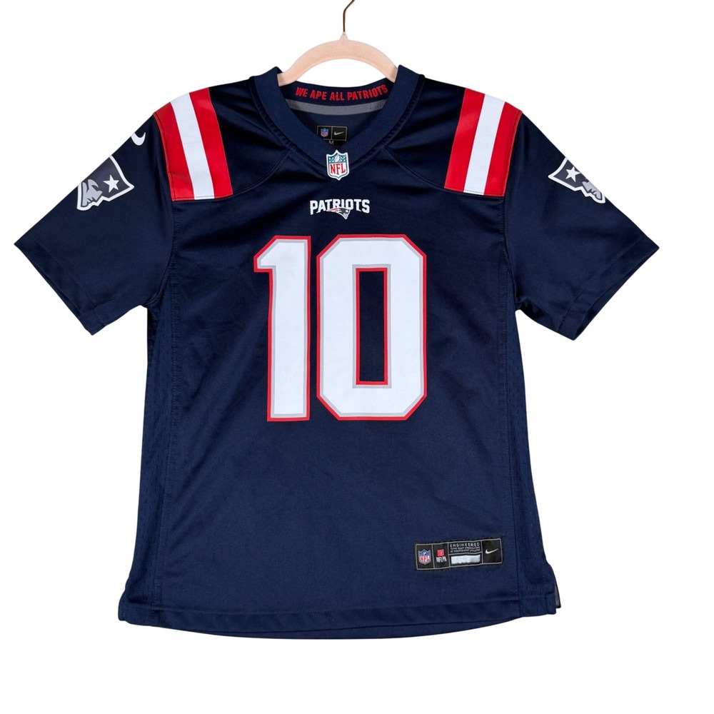 Nike Drake Maye New England Patriots #10 Youth Jersey Navy Blue Medium NFL